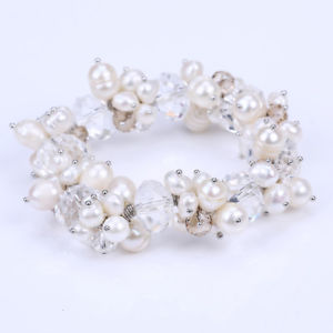 【送料無料】ブレスレット　アクセサリ―　ファッションホワイトパールクリスタルボヘミアクリアブレスレットfashion white freshwater real pearl clear crystal bohemia boho bracelet