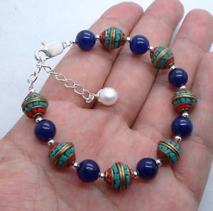 【送料無料】ブレスレット　アクセサリ―　ネパールグリーンターコイズコーラルスターリングシルバーブレスレットoneofakind nepal green turquoise , coral sterling silver bracelet