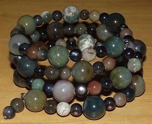 【送料無料】ブレスレット　アクセサリ―　ファンシージャスパーブレスレットコイルビーズラップアメリカヨガfancy jasper bracelet coil beaded wrap made in usa assorted gemstones yoga