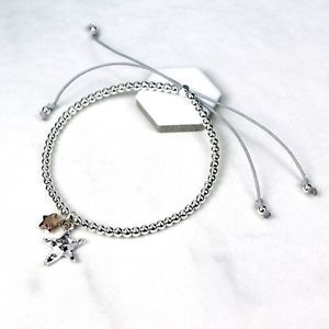 【送料無料】ブレスレット　アクセサリ―　ビーズブレスレット silver plated bead double star adjustable bracelet