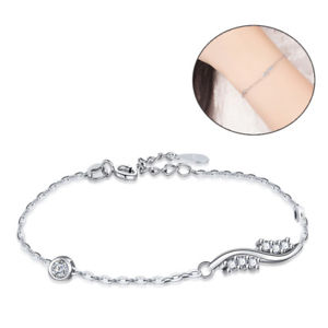 【送料無料】ブレスレット　アクセサリ―　スターリングシルバーラウンドクリアカーブペンダントチェーンブレスレットcharm 925 sterling silver round clear cz curve pendant chain bracelet womens