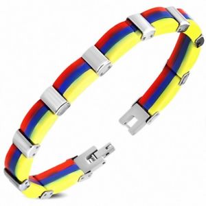 【送料無料】ブレスレット　アクセサリ―　ブレスレットステンレススチールman bracelet stainless steel tricolor red blue yellow