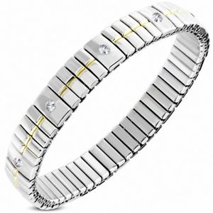 【送料無料】ブレスレット　アクセサリ―　ブレスレットステンレスラインストーンスチールストレッチbracelet stainless steel stretch with rhinestone width 9 mm 12,226円