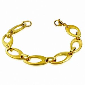 【送料無料】ブレスレット　アクセサリ―　ブレスレットステンレススチールリンクゴールデンbracelet stainless steel golden with links ovals length 7 12in