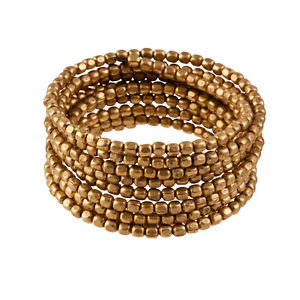 【送料無料】ブレスレット　アクセサリ―　ゴールドトーンビーズフレキシブルコイルカフブレスレット81stgeneration brass gold tone small bead adjustable flexi coil cuff bracelet