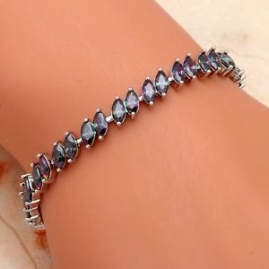 【送料無料】ブレスレット　アクセサリ―　トパーズホワイトゴールドrainbow topaz white gold plated bracelet