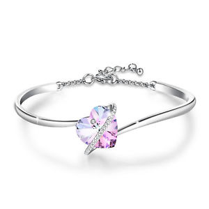 【送料無料】ブレスレット　アクセサリ―　トパーズブレスレットラブブレスレットmystic topaz silver plated bracelet women love heart luxury bracelet for women