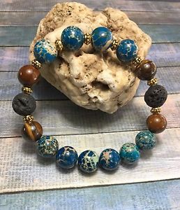 【送料無料】ブレスレット　アクセサリ―　ヒーリングボヘミアブレスレットキャッツアイジャスパーアメリカhealing mala bohemian gemstone essential oil bracelet wtigers eye amp; jasper usa