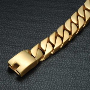 【送料無料】ブレスレット アクセサリ― メンズヒップホップゴールドリンクブレスレットステンレススチール