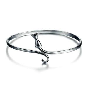 【送料無料】ブレスレット　アクセサリ―　デザインスターリングシルバーブレスレットlovely cat design sterling silver adjustable bracelet