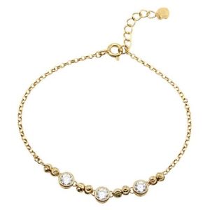 【送料無料】ブレスレット　アクセサリ―　czwomensスターリング9253リンクwomens sterling silver 925 gold plated cz beaded 3 stones link bracelet