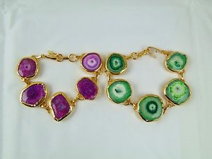 【送料無料】ブレスレット アクセサリ― gold plated sollar quartz druzy stone2bracelet sterlingoverlay jewelrygold plated sollar quartz druzy stone 2 bracelet ste