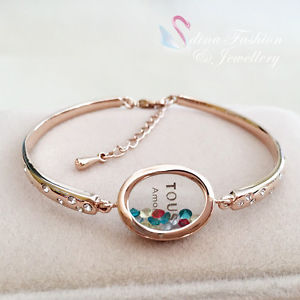 【送料無料】ブレスレット　アクセサリ―　ｋローズゴールドガラスクリスタルカラフルブレスレット18k rose gold plated glass crystal square heart oval shaped colorful bracelet