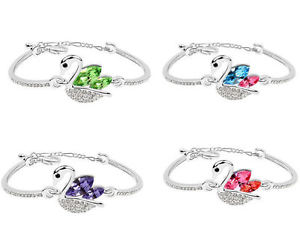 【送料無料】ブレスレット　アクセサリ―　ｋホワイトゴールドメッキスワンブレスレットスワロフスキー18k white gold plated swan bracelet made with swarovski crystals