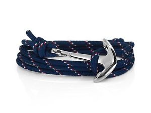 【送料無料】ブレスレット　アクセサリ―　ストライプシルバーアンカーブレスレットメンズロープブレスレットnavy blue stripe amp; silver anchor bracelet mens amp; womens paracord rope bracelet