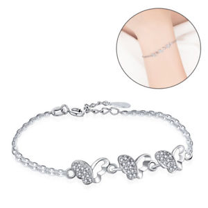 【送料無料】ブレスレット　アクセサリ―　スターリングシルバーバタフライペンダントチェーンクリアブレスレットcharm 925 sterling silver clear cz butterfly pendant chain bracelet for womens 12,766円