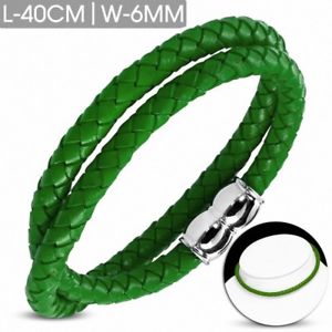 【送料無料】ブレスレット　アクセサリ―　ブレスレット40cmx6mmbracelet leather green braided with magnetic closure 40 cm x 6 mm