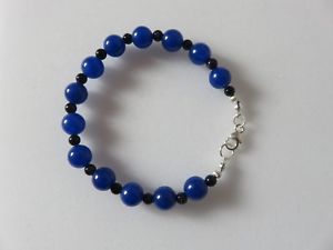【送料無料】ブレスレット　アクセサリ―　マレーシアビーズブレスレットスターリングシルバーblue malaysian jade bead bracelet sterling silver