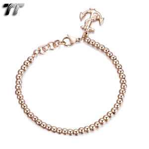 【送料無料】ブレスレット　アクセサリ―　ｋｇｐローズゴールドスチールチェーンブレスレットtt 4mm 9k gp rose gold ssteel chain dangle ancor bracelet cbf42
