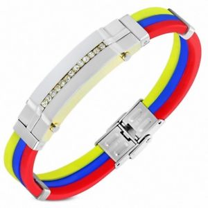 【送料無料】ブレスレット　アクセサリ―　ブレスレットラインラインストーンゴムbracelet rubber yellow blue red with line rhinestone