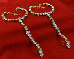 【送料無料】ブレスレット　アクセサリ―　エスニックデザイナーハンドスレーブチェーンブレスレットハーネスethnic designer hand slave chain haath phool panja bracelet harness jewelry