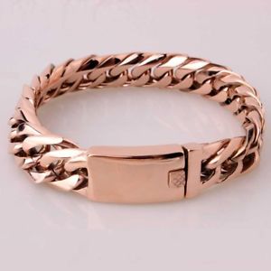 【送料無料】ブレスレット　アクセサリ―　mens 18k15mmステンレス87ホップブレスレットmens 18k rose gold plated 15mm stainless steel 87 inch curb hip hop bracelet 13,125円
