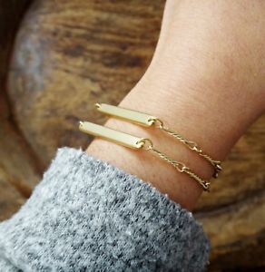 【送料無料】ブレスレット　アクセサリ―　ゴールデンバーブレスレットgolden bar id bracelets