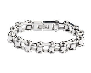 【送料無料】ブレスレット　アクセサリ―　バイカーステンレススチールシルバーバイクチェーンブレスレットアメリカbiker stainless steel silver bike chain bracelet usa seller