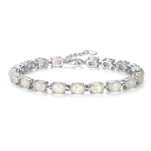 【送料無料】ブレスレット　アクセサリ―　オパールブレスレットsilver white fire opal women jewelry wedding gift gemstone bracelet 85 os353
