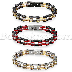 【送料無料】ブレスレット　アクセサリ―　メンズバイカーステンレススチールブレスレットオートバイリンクチェーンmens biker chunky stainless steel rhinestones bracelet motorcycle link chain
