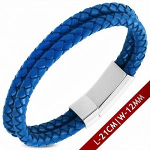 【送料無料】ブレスレット　アクセサリ―　ブレスレット8 932in x 0 1532inbracelet leather navy blue braided with magnetic closure 8 932in x 0 1532in