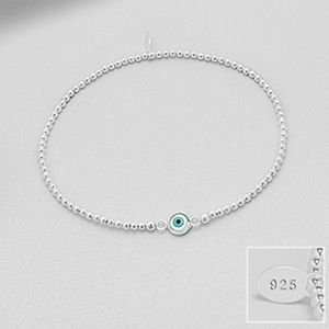【送料無料】ブレスレット　アクセサリ―　925スターリングmati nazarボールブレスレットgenuine 925 sterling silver evil eye mati nazar stretch ball bracelet women girl