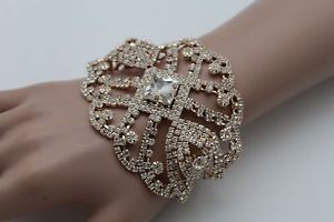 【送料無料】ブレスレット　アクセサリ―　チェーンブレスレットビーズwomen gold metal chains bracelet silver rhinestones beads bridal wedding jewelry