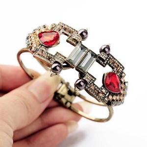 【送料無料】ブレスレット　アクセサリ―　ブレスレットゴールドアールデコオープンレトロcostume bracelet gold art deco geometric rigid openable red wedding retro ct6