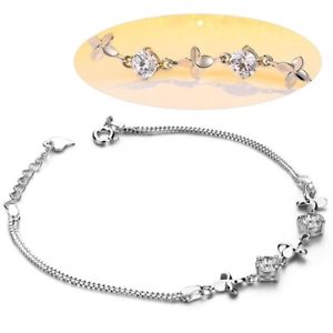 【送料無料】ブレスレット　アクセサリ―　スターリングシルバーペンダントダブルボックスチェーンブレスレット925 sterling silver flower lovely pendant cz double box chain bracelet womens