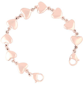 【送料無料】ブレスレット　アクセサリ―　ステンレスローズゴールドハートリンクブレスレットサイズmedical id stainless rose gold heart link replacement bracelet 2 sizes