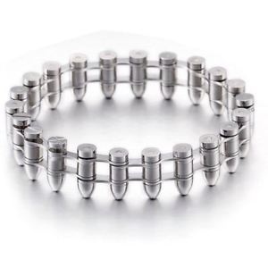 【送料無料】ブレスレット　アクセサリ―　ブレスレット16mmステンレスmensホップリンク85heavy bracelet 16mm wide gold tone stainless steel mens hip hop bullet link 85