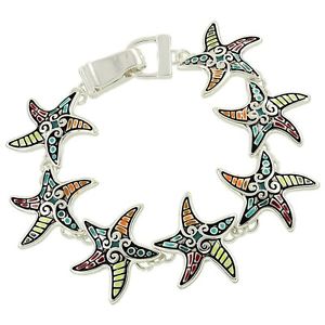 【送料無料】ブレスレット　アクセサリ―　ヒトデファッショナブルブレスレットモザイクデザインクラスプstarfish fashionable bracelet mosaic design magnetic clasp silver plated