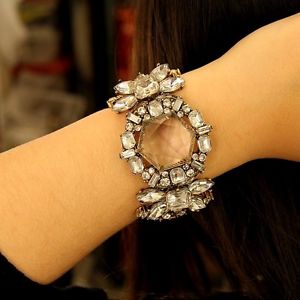 【送料無料】ブレスレット アクセサリ― ブレスレットゴールドアールデコレトロcostume bracelet gold floral hexagonal art deco transparent wedding retro ct3