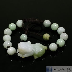 【送料無料】ブレスレット　アクセサリ―　ラウンドビーズグリーンブレスレットpixiu round beads green bracelet 100 natural untreated grade a jadeite jade