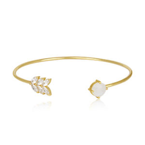 【送料無料】ブレスレット アクセサリ― ムーンストーンキュービックジルコンファッションカフブレスレットmoonstone cubic zircon gemstone brass fashion sleek cuff bracelet jewelry