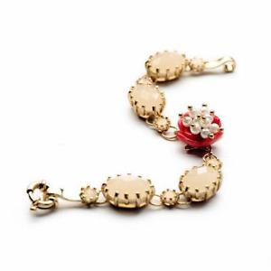 【送料無料】ブレスレット　アクセサリ―　ブレスレットゴールドチェーンミニパールピンクオパールレトロcostume bracelet gold chain red flower mini pearl pink opal oval retro l4