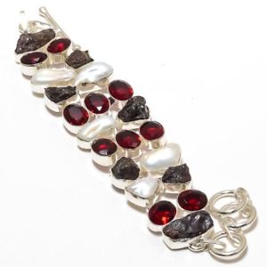 【送料無料】ブレスレット　アクセサリ―　ガーネットオーラクリスマスセールブレスレットgarnet aura druzy,biwa pearl christmas stones jewelry bracelet 78