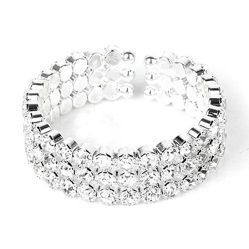 【送料無料】ブレスレット　アクセサリ―　×ブレスレットラインストーンオープンシルバー5x3 rows bracelet rhinestone open silver l4r6