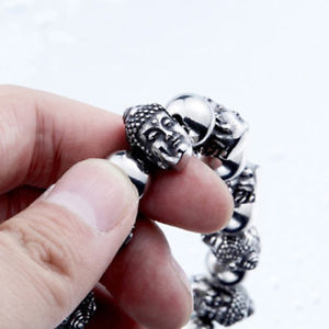 【送料無料】ブレスレット　アクセサリ―　ユニークビーズステンレススチールチェーンブレスレットunique men duplex buddha amp; devil beads 316l stainless steel chain bracelet gb37