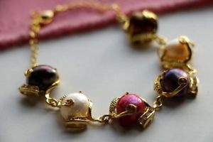 【送料無料】ブレスレット　アクセサリ―　マルチカラーバロックパールブレスレット＃8 genuine natural 13mm multicolor baroque pearl bracelet f3235