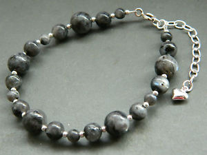【送料無料】ブレスレット　アクセサリ―　グレースターリングシルバーブレスレットスムーズラウンドビーズgrey labradorite amp; 925 sterling silver bracelet, graduating smooth round beads