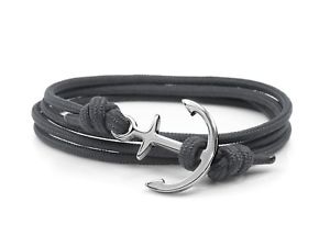 【送料無料】ブレスレット　アクセサリ―　チャコールグレーシルバーアンカーブレスレットメンズレディースロープcharcoal grey amp; silver traditional anchor bracelet mens womens rope