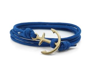【送料無料】ブレスレット　アクセサリ―　ゴールドアンカーブレスレットメンズレディースロープblue amp; gold traditional anchor bracelet mens womens rope nautical 13,665円