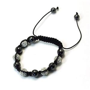 【送料無料】ブレスレット　アクセサリ―　ヘマタイトクリアクリスタルディスコボールアジャスタブルブレスレットtoc treated hematite amp; clear crystal disco ball adjustable bracelet